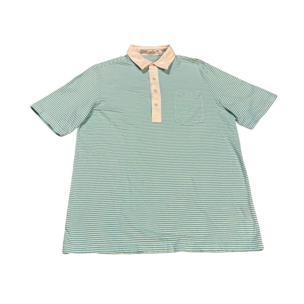 Criquet Green and Cream Striped Polo Shirt